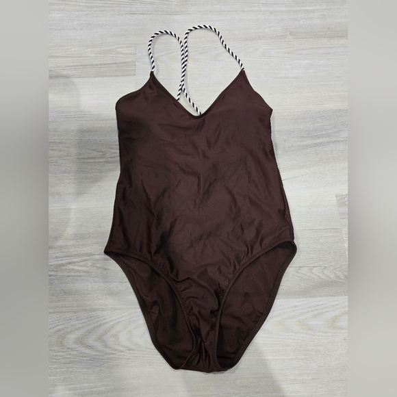 Aerie The Surfer Brown Full Coverage One Piece Swimsuit Size S NWT - Picture 4 of 6